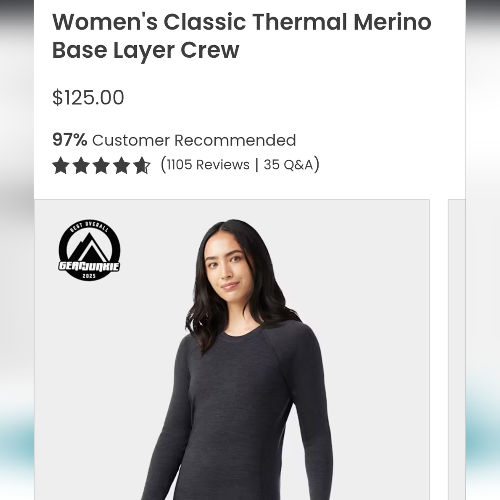 Smartwool Women's Dark Gray Patterned Base Layer … - image 8